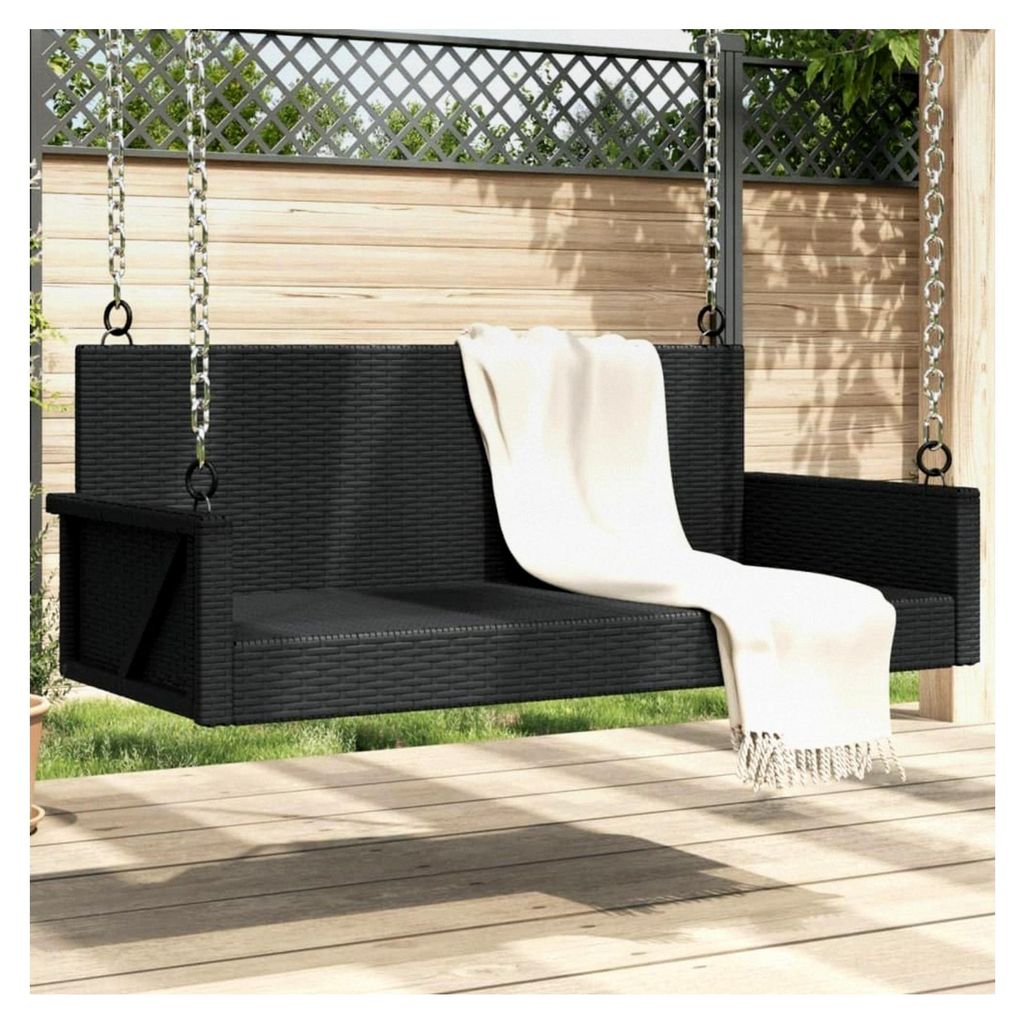 Hängebank Schwarz 119x56x48 cm Poly Rattan