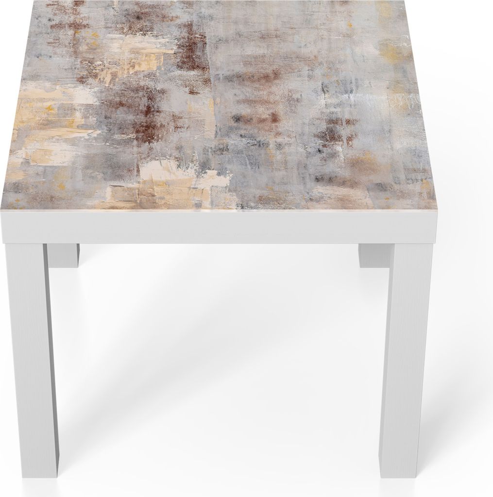 DEQORI Couchtisch 55x55 cm Weiß 'Verwitterte Eleganz' Glas Beistelltisch Glastisch modern