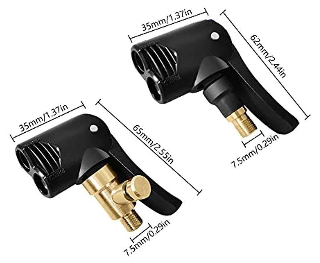 2 Stück Messing Standard-Reifenventil Hebelstecker Air Chuck Reifenfüllschlauch Autoventil Adapter für Auto Fahrrad Motorrad
