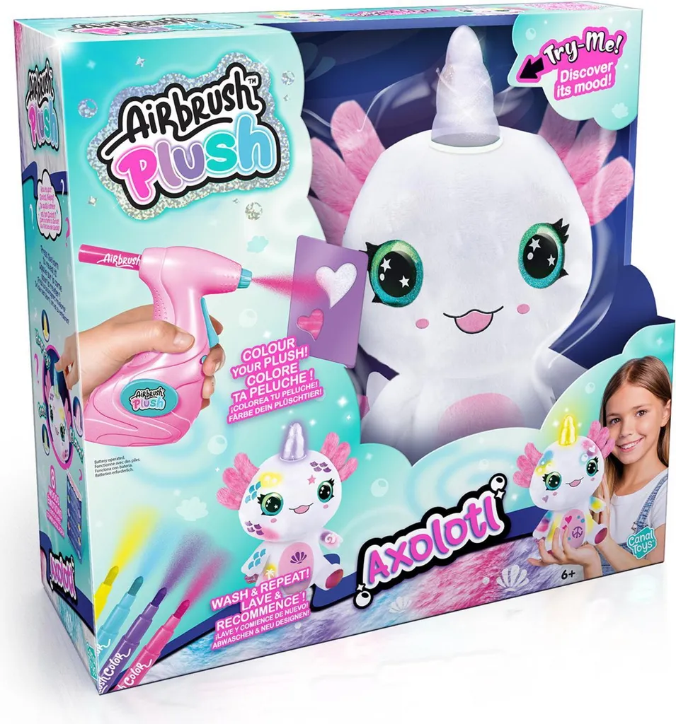 Canal Toys Airbrush Plush Aksolotl Peluche à Personnaliser Créative