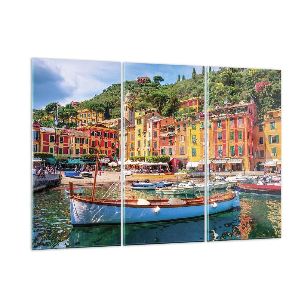Bilder auf glas - 3 Teile - Weihnachtsmann Margherita Ligure - 165x110cm - Glasbilder - Wandbilder - Bilder - Wanddekoration aus Glas - Glas Bilder...