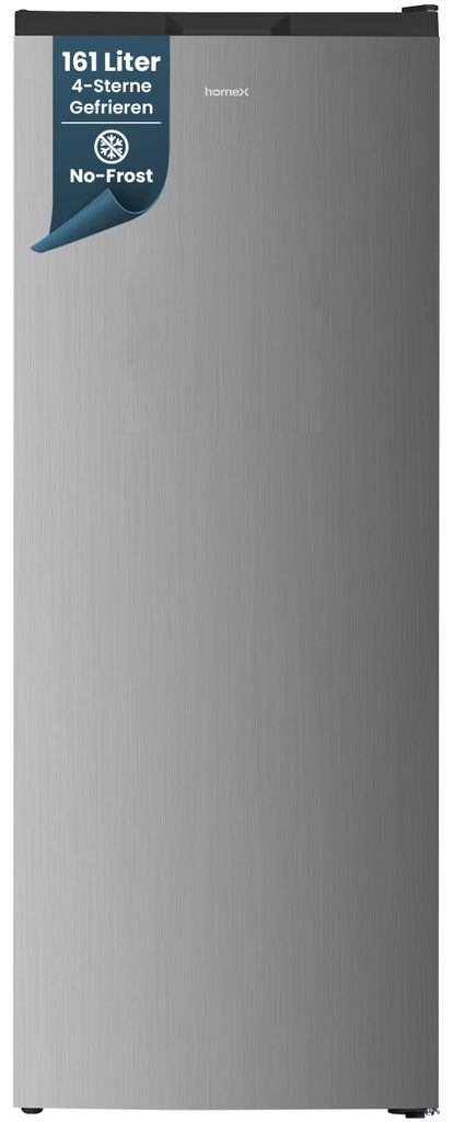 homeX Gefrierschrank No Frost, Tiefkühlschrank groß - 161 Liter, 4-Sterne Gefrieren, Super-Frost-Funktion, FSN1611E-S