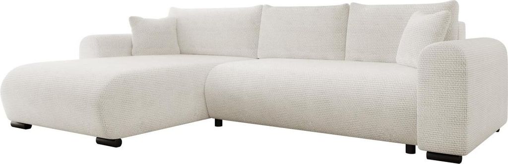 MIRJAN24 Ecksofa Merkos, Wohnzimmer L-Form mit Bettkasten und Schlaffunktion, Holzkonstruktion, Seite universal (Farbe: Flow 06)
