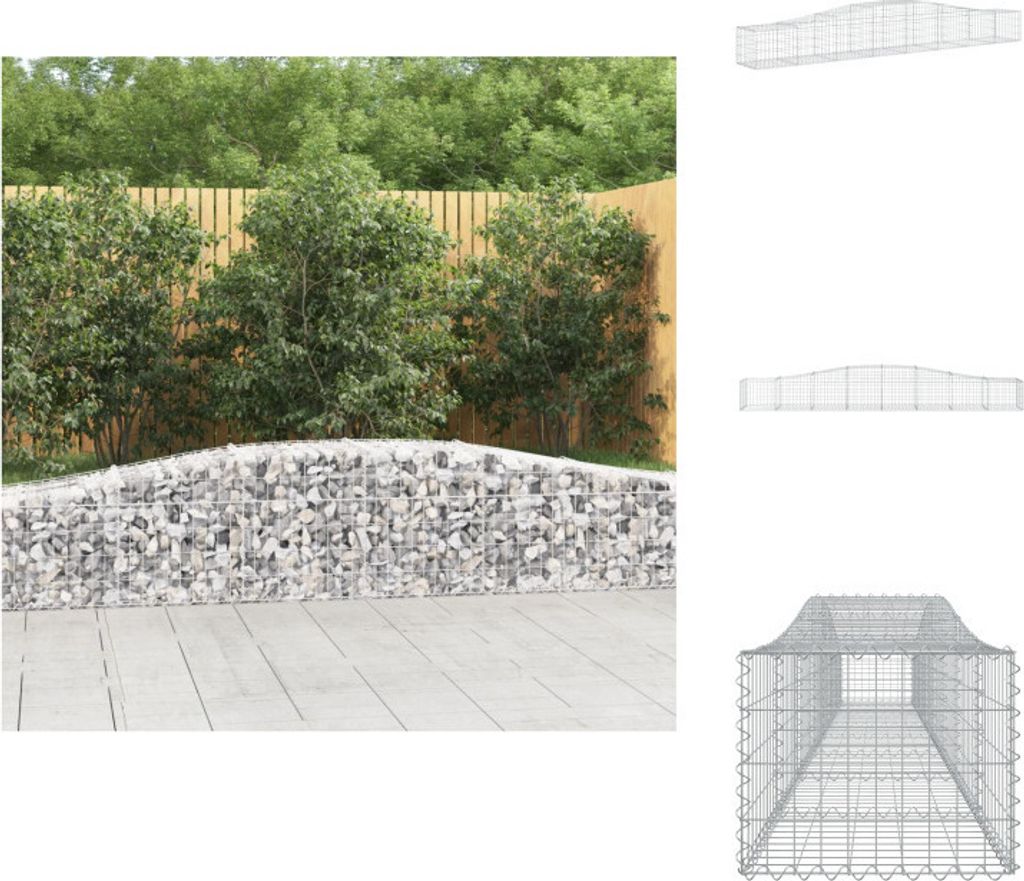 vidaXL Gabione mit Hochbogen 400x50x40/60 cm Verzinktes Eisen - Blumentöpfe & Pflanzgefäße