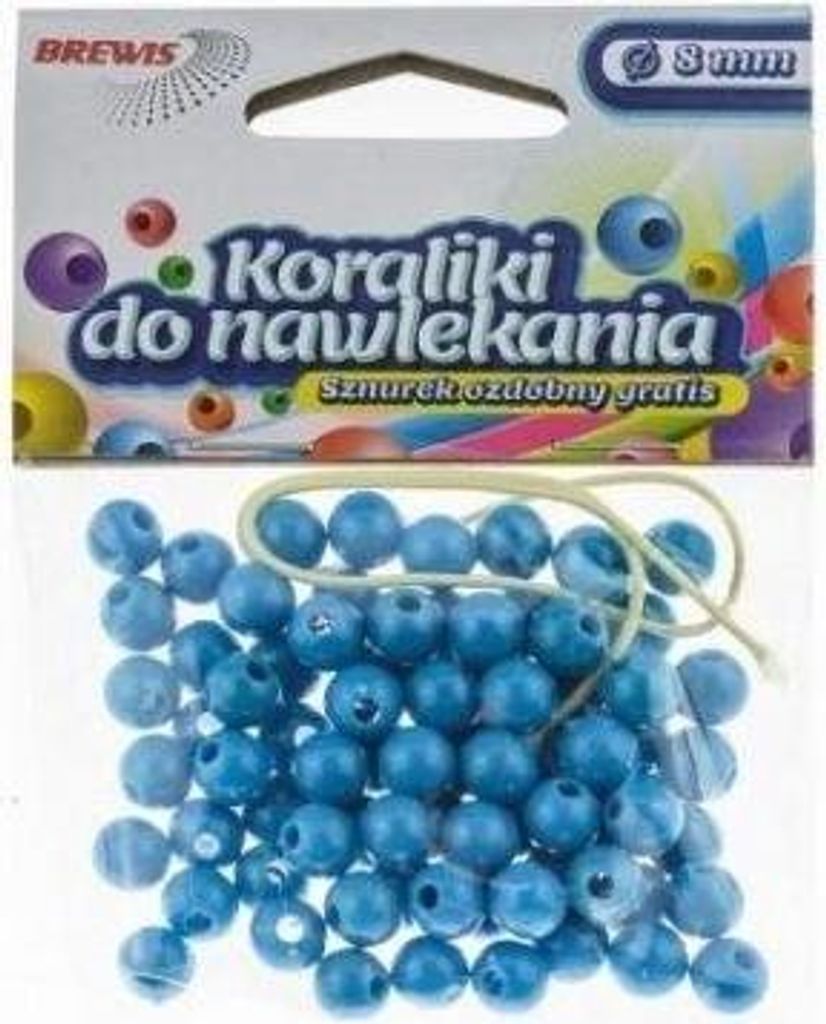 Koraliki do nawlekania niebieskie+ sznurek 6mm 16g