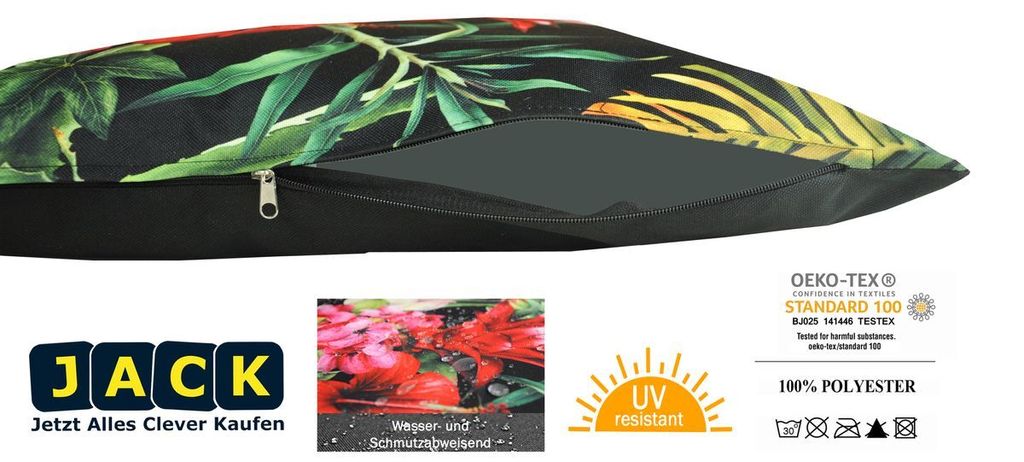 Kissenfüllung 45x45 JACK 1x 45x45cm Outdoor Lounge Kissen Dekokissen Inkl. Füllung Wasserabweisend Sitzkissen Garten Stuhl Lotus Effekt, Farbe:Dunkelgrün Kissen Mit Bezug
