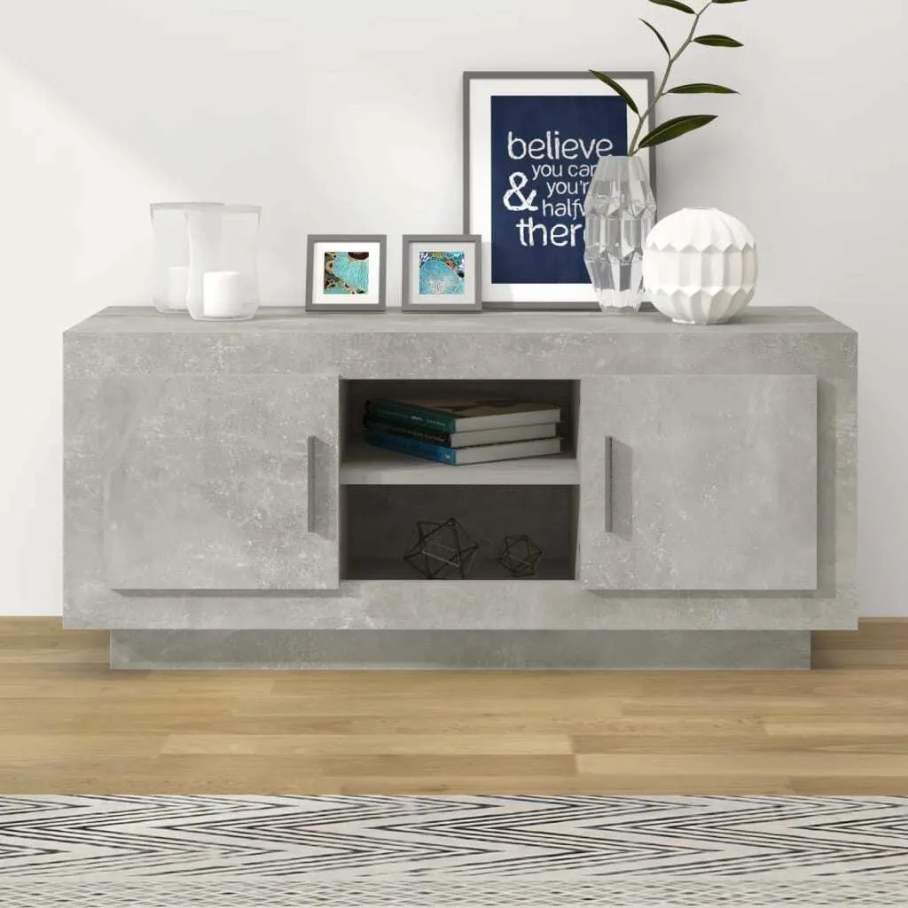 Mobile TV Grigio Cemento 102x35x45 cm - Porta TV Moderno in Legno