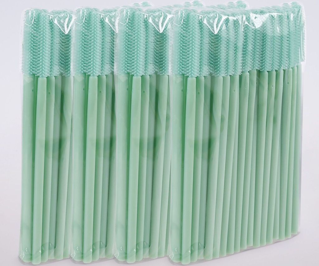 Wimpernverlängerung Wimpernbürste Wimpernbürstchen Mascara Bürste Silikon Grün, Stück:200