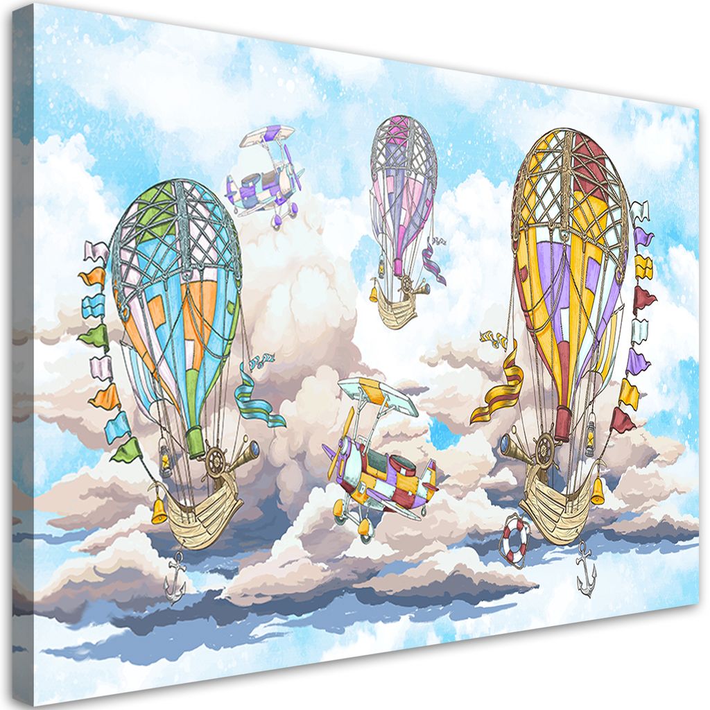 Leinwandbild Bunte Luftballons für Kinder 120x80 Feeby Bunt bild für die wand bereit zum aufhängen