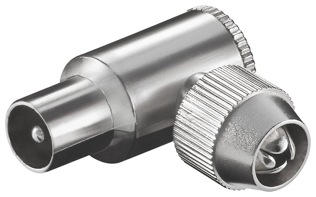 Goobay Koax-Winkelstecker mit Schraubbefestigung, Metall, Produktbild 