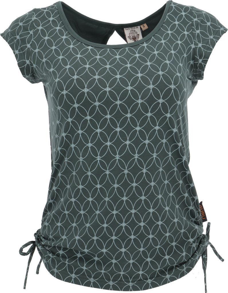 Yoga T-Shirt aus Baumwolle Flower of Life - Farngrün, Damen, Elasthan,Baumwolle(Bio), Größe: S