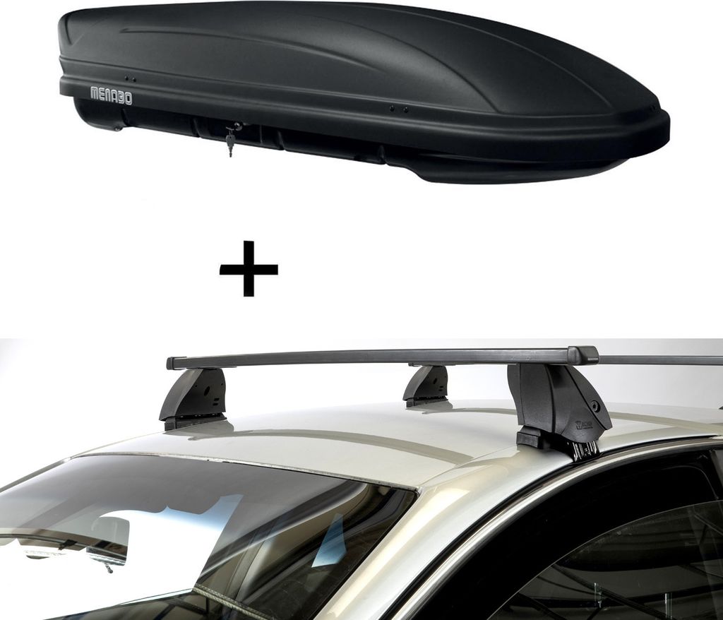 Dachbox MAA400 400 Liter matt + Dachträger K1 MEDIUM kompatibel mit für Suzuki Splash (5Türer) ab 08