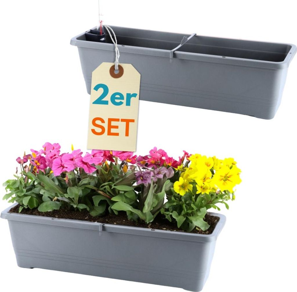 2er Set Blumenkasten mit Wasserspeicher Blumenkasten Produktbild 