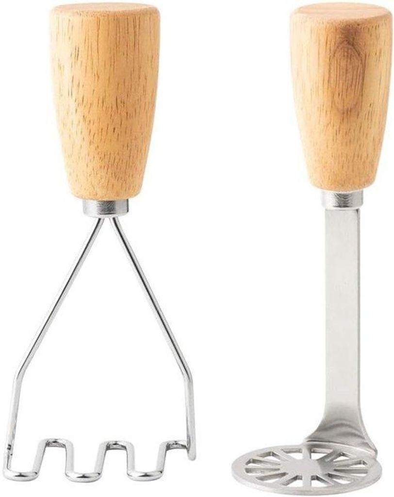 Zwei Mini Kartoffelstampfer - rostfreier Kartoffelstampfer mit Holzgriff - Küchenhilfsmittel - für Kartoffeln, Bohnen, Fleisch, Gemüse, spart Pl...