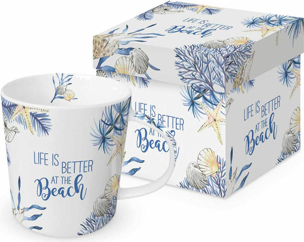 PPD Ocean Life is better Trend Mug, in Geschenkbox, Tasse, Teetasse, Kaffee Becher, 350 ml, 604391