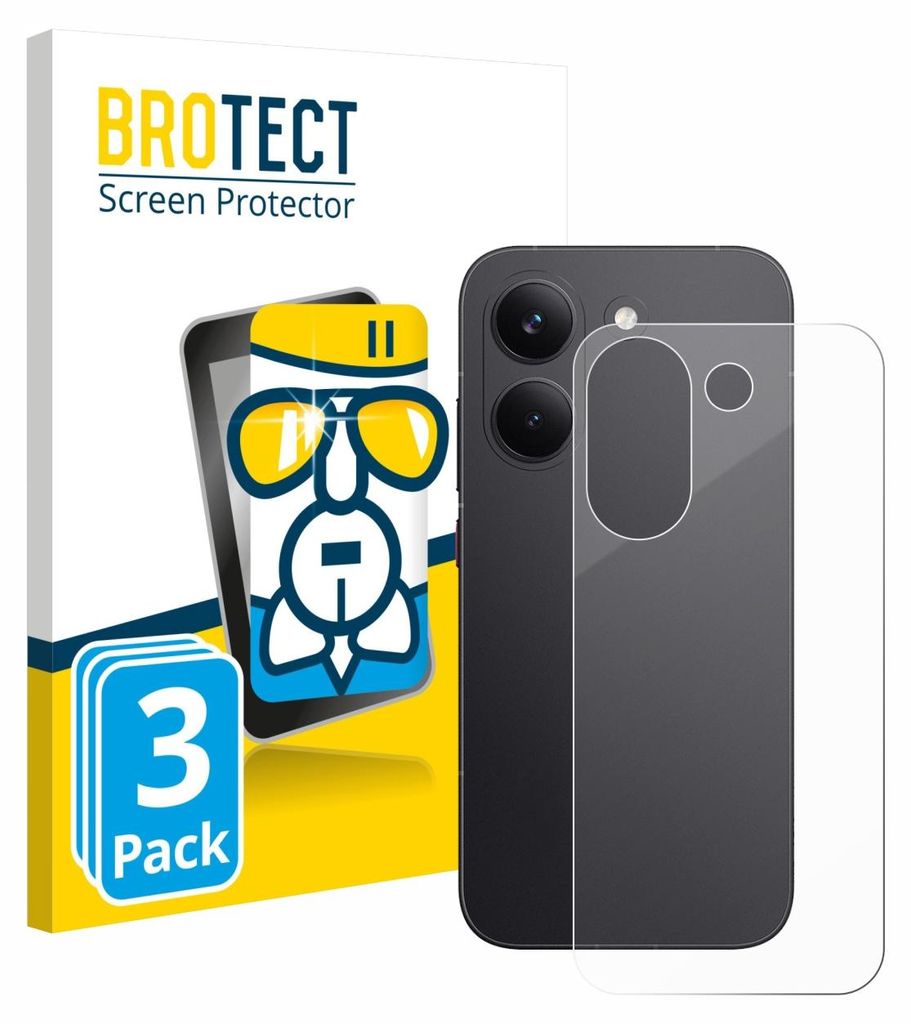 3x BROTECT Schutzglas für Xiaomi Poco X8 Pro (Rückseite) Schutzfolie Panzer Folie Glas Display Schutz klar