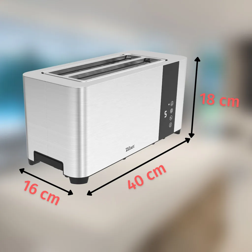 Tostapane a disco in acciaio inox Zilan | con attacco per panini e vassoio raccogli briciole | tostapane | macchina per tostare | 1400 watt | alloggiamento in acciaio inox | 7 impostazioni | display digitale con conto alla rovescia - 6