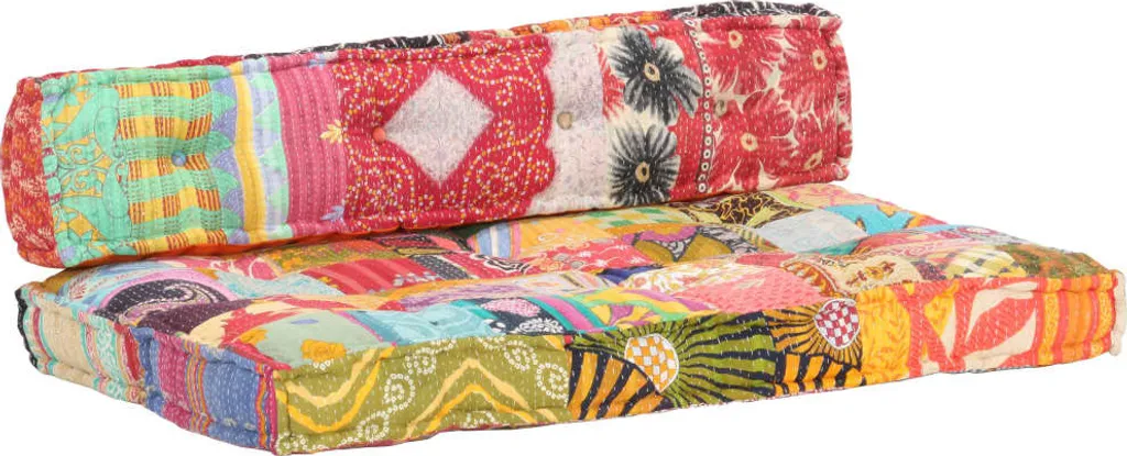 Coussin palette multicolore en coton patchwork avec rembourrage épais - 11