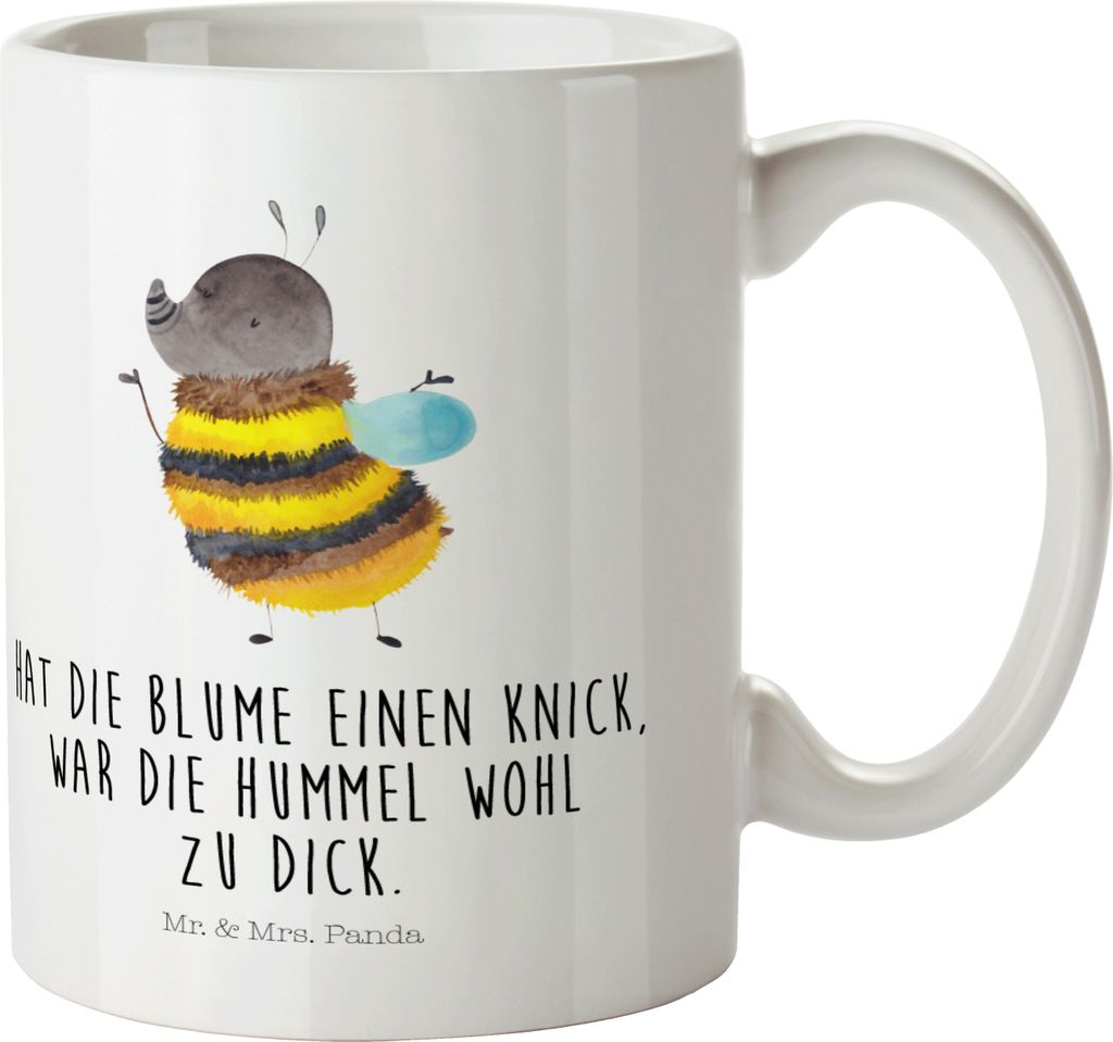 Mr. & Mrs. Panda Plastikbecher Hummel flauschig - Weiß - Geschenk, Henkelbecher, Lustige Sprüche, Camping Tasse, Mehrwegbecher, Pott, Biene, Blum...