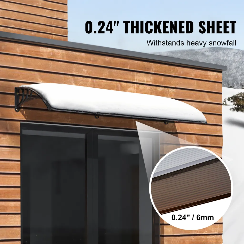 SucceBuy tenda da sole per finestre e porte, tenda da sole per patio esterno da 38 x 117 pollici, pellicola di protezione solare UF50+ PC, parasole trasparente impermeabile per la protezione da raggi UV, pioggia e neve - 4