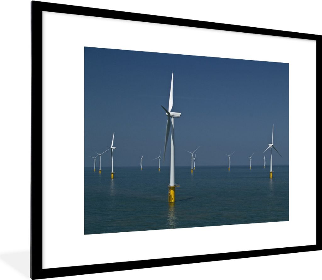 MuchoWow Gerahmtes Poster Nordsee - Windmühle - Wasser 80x60 cm - Poster mit Schwarzem Bilderrahmen Wandposter Rahmen Foto Bilder - Schlafzimmer...