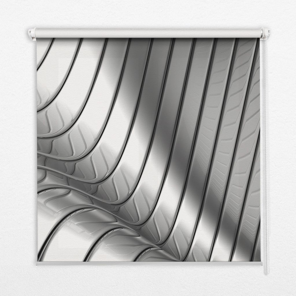 Seitenzug-Rollo Fensterrollo Jalousie - Thermo-Rollo Verdunkelungsrollo - 130x180 cm - Abstraktes Metall