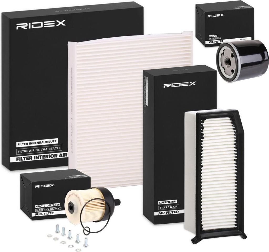 RIDEX Filterset Inspektionspaket Filtersatz für RENAULT Clio IV Schrägheck (BH) Captur (J5, H5) Clio IV Grandtour (KH) CLIO IV Kasten Duster (HM)