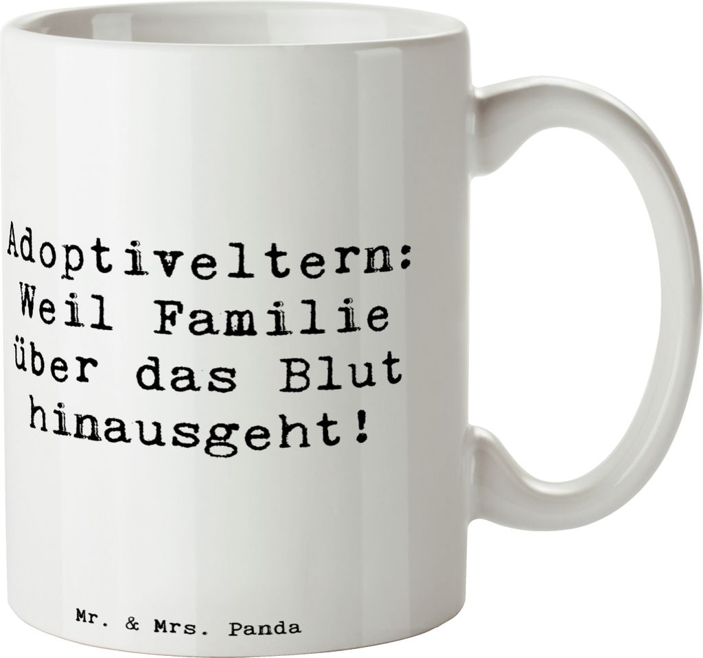 Mr. & Mrs. Panda Teetasse Spruch Adoptiveltern Liebe - Weiß - Geschenk, Trinkbecher, kaffeetasse bedruckt, Geburtstage, Jubiläen, Unterstützung,...