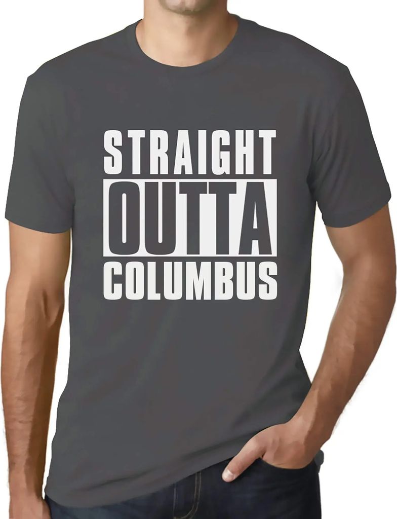 Herren Grafik T-Shirt Direkt aus Kolumbus – Straight Outta Columbus – Öko-Verantwortlich Vintage Jahrgang Kurzarm Lustige Druck Geburtstag Ges...