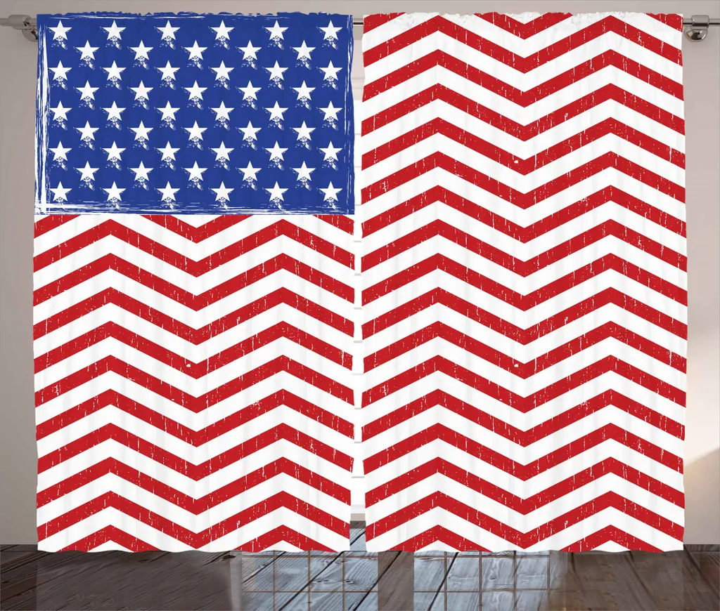 Rideau Rustique en Zigzag avec Bande Universelle 280x225 cm pour Séjour