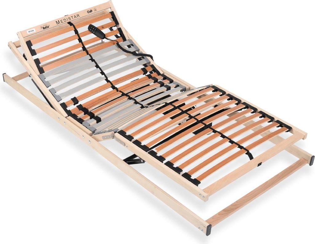 Lattenrost 100x200 cm montiert elektrisch verstellbares Kopf & Fußteil 5 Zonen 28 Latten Belastbarkeit 150 kg Germany Birkenschichtholz