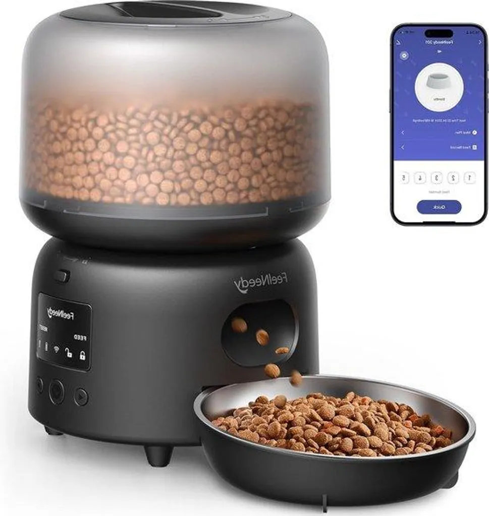 Distributeur chat 3L inox avec alertes batterie et 10 repas programmables