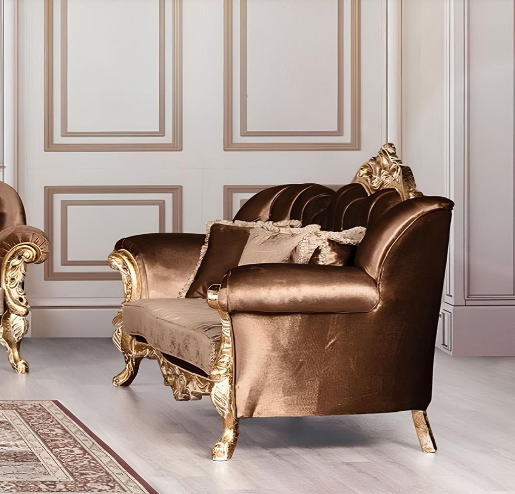 Luxus Dreisitzer Sofa 3 Sitzer Barock Rokoko Sofa Sofas Sessel Stoff Stil Möbel