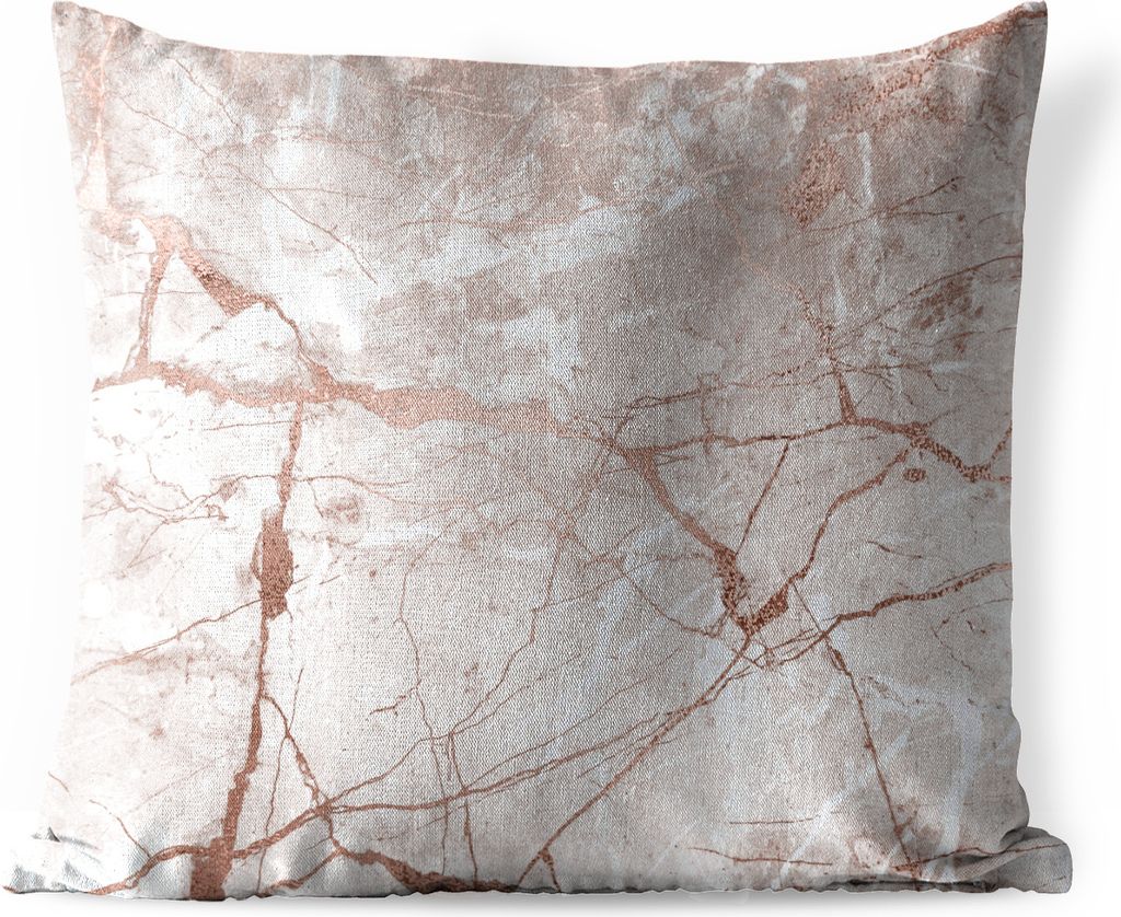 MuchoWow Outdoor Kissen - Marmor - Rosa - Rose - Gold - 40x40 cm - Wetterfest - Lounge Kissen - Kopfkissen - Interieur - Polster mit Bild