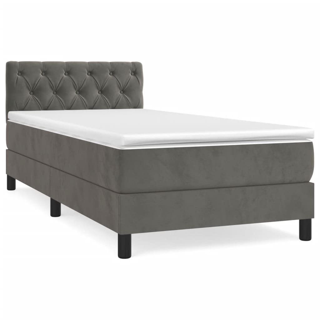 vidaXL Boxspringbett mit Matratze Dunkelgrau 80x200 cm Samt Produktbild 