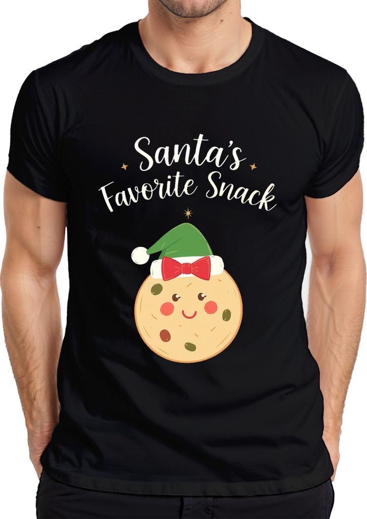 Santa's Favorite Snack Weihnachten Keks Geschenk Lustig niedlich Herren T-Shirt, Schwarz, XL