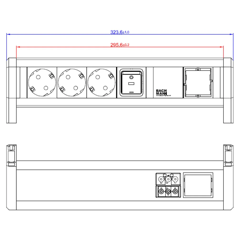 Multiprise de table Bachmann DESK Bloc multiprise encastrable en alu