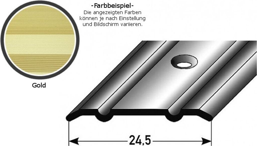 Übergangsprofil "Alkmaar" / Übergangsschiene, 24,5 mm breit, Aluminium eloxiert-goldfarbig-2700-gebohrt