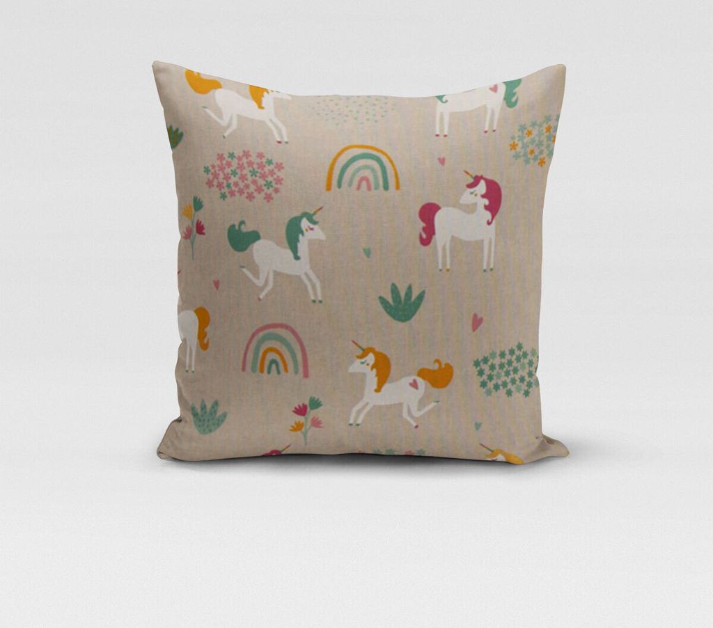 SCHÖNER LEBEN. Kissenhülle Einhörner Regenbogen natur bunt Größe 50x50cm (HxB) 50x50cm (HxB) Größe