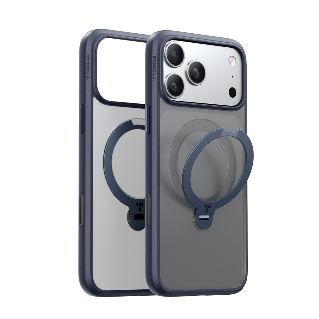 TORRAS Ostand Spin iPhone 17pro Max  Hülle Schwarz – 360° Produktbild 