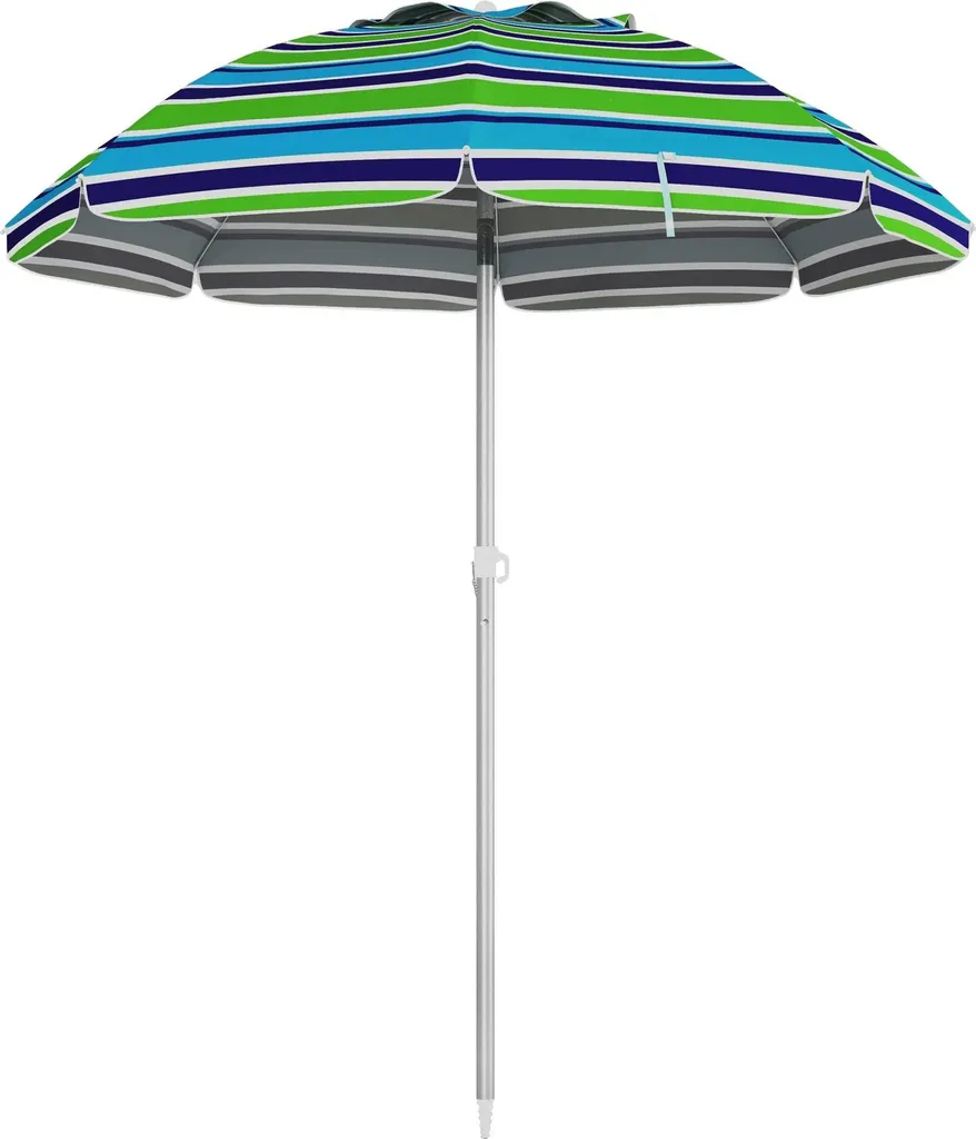 Parasol inclinable 45° et réglable en hauteur - Protection UV Multicolore