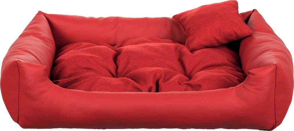 Hundebett EKO – Elegantes Hundesofa aus Ökoleder, pflegeleichte Hundeliege und langlebiges Hundekissen in hoher Qualität (XS - 55x45, Rot)