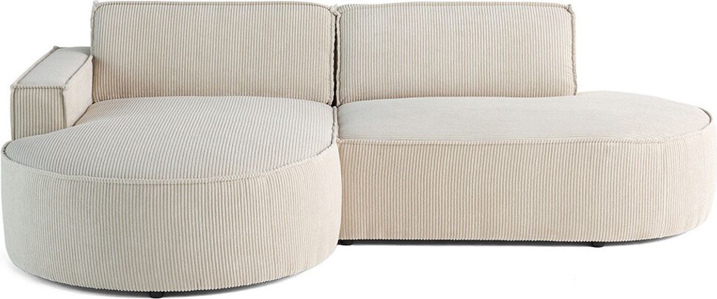 Lisa Design Spiaggia - links - abgerundete Form - 4 Sitzplätze - aus Cordstoff , Beige