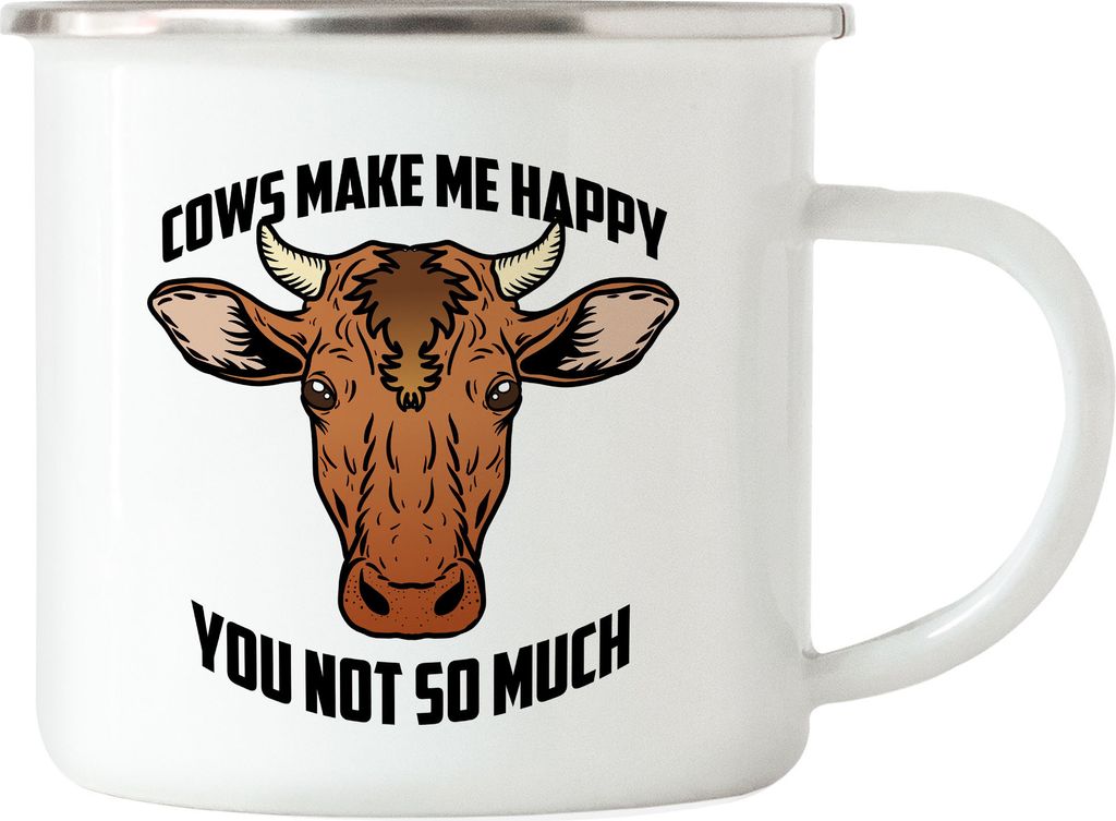 Cows Make Me Happy You Not So Much Emaille Tasse Kuh-Fans Kuh-Liebhaber Milchkuh Landwirt