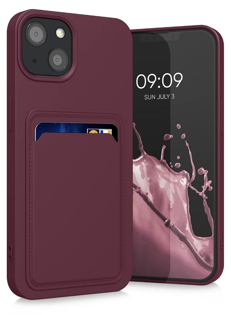 kwmobile Etui iPhone 13 TPU uchwyt na karty Tawny Red Zdjęcie produktu 