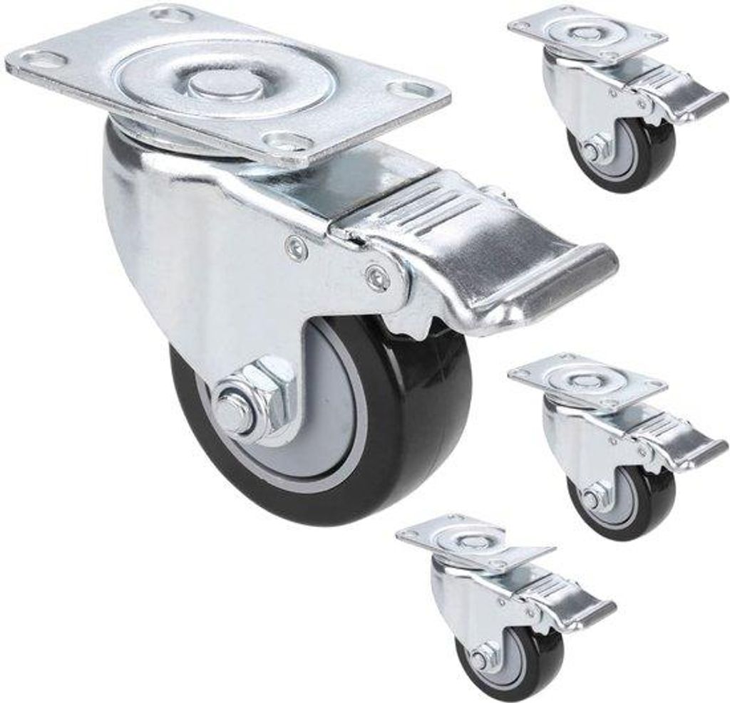 Schnelllaufräder 75mm, 360° drehbar, 500kg Tragfähigkeit, Innen-/Außenbereich