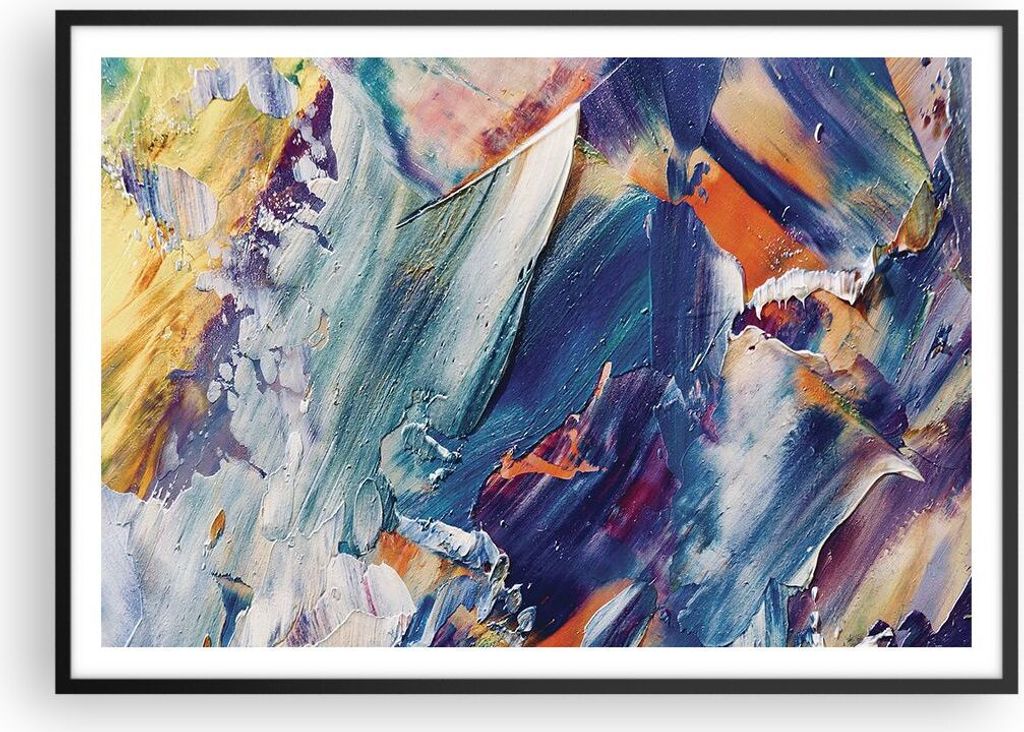 Gerahmtes Poster - Schwarzer Rahmen - Die Farben Farbe Abstraktion - 100x70 cm - Wand Bild - Wanddeko - Wandbilder - Kunstposter - Wandposter - Bil...