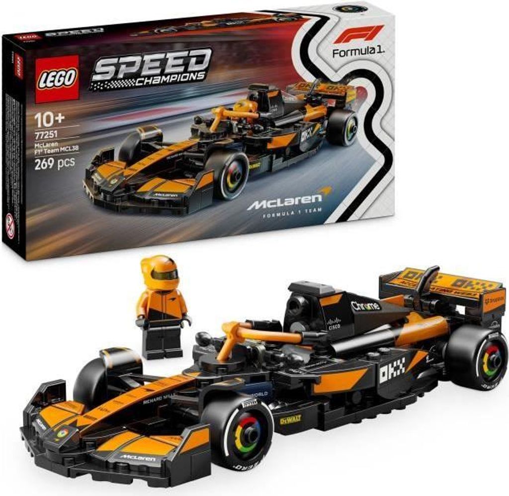 LEGO Speed Champions McLaren Team MCL38 F1 Rennwagen, Bauset ab 10 Jahren, Modellauto 77251