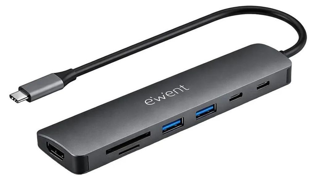 Ewent EW1152, Kabelgebunden, USB 3.2 Gen 1 (3.1 Gen 1) Type-C, 100 W, Grau, SD, SDHC, SDXC, MMC, RS-MMC, MicroSD (TransFlash), MicroSDHC, MicroSDXC...