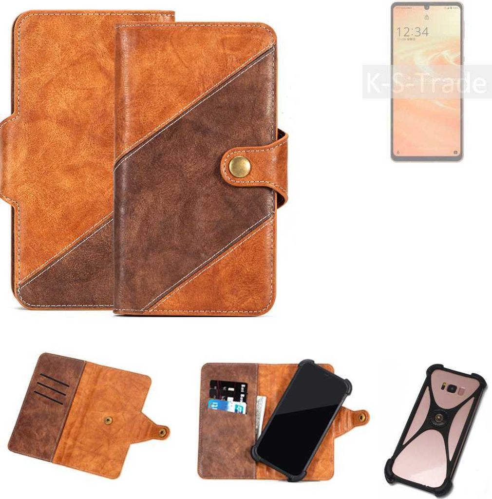 K-S-Trade Handyhülle Schutzhülle Bookstyle Case Wallet-Case kompatibel mit Sharp Aquos Sense6s Cover Klapphülle Kantenschutz Smartphone dunkelbraun